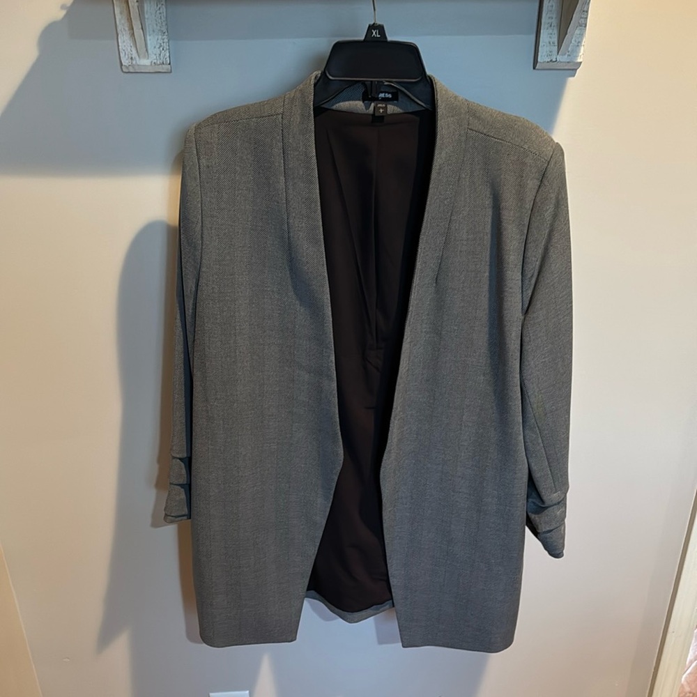 Express Gray Blazer with Relaxed Fit and Notch Lapels